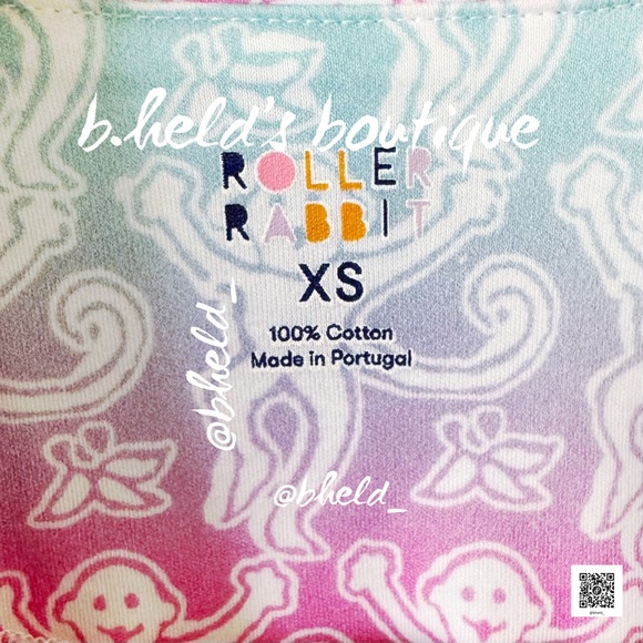 Roller Rabbit Ombre Monkey Polo Pajamas in Multi Cotton Candy Skies Size XS NWT - Picture 9 of 17